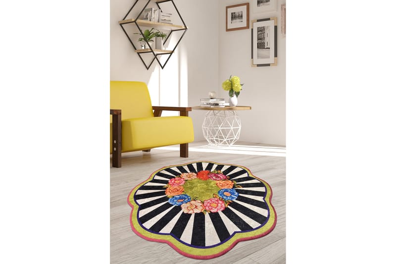 Rund Matte Loan (140) - Flerfarget/Fløyel - Tekstiler - Tepper & Matter - Moderne tepper - Friezematter