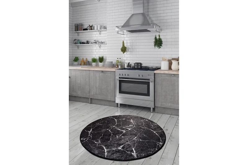Rund Matte Marmor (100) - Flerfarget/Fløyel - Tekstiler - Tepper & Matter - Moderne tepper - Friezematter