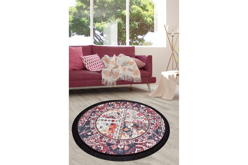 Rund Matte Oriental - Flerfarget/Fløyel - Tekstiler - Tepper & Matter - Moderne tepper - Friezematter