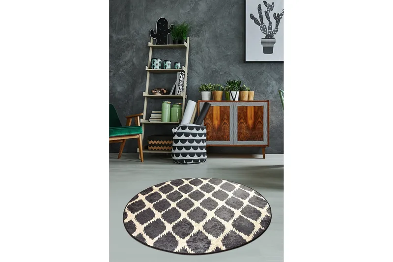 Rund Matte Shadow (100) - Flerfarget/Fløyel - Tekstiler - Tepper & Matter - Moderne tepper - Friezematter