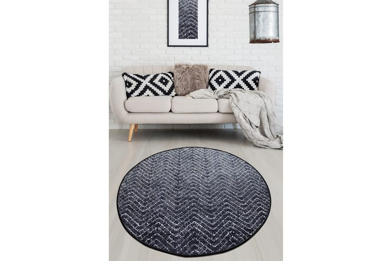 Rund Matte Tessuto DJT (100), Hvit/Svart/Fløyel