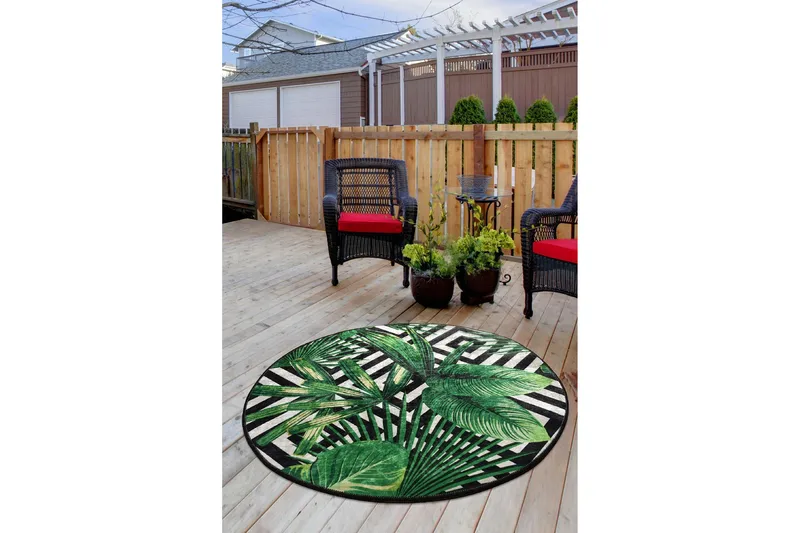 Rund Matte Tropic - Grønn - Grønn / Fløyel - Tekstiler - Tepper & Matter - Moderne tepper - Friezematter