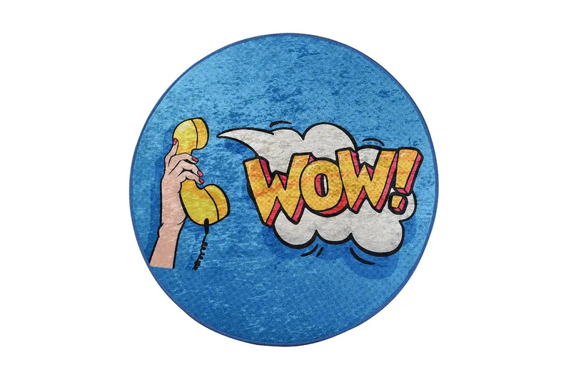 Rund Matte Wow (100), Flerfarget/Fløyel