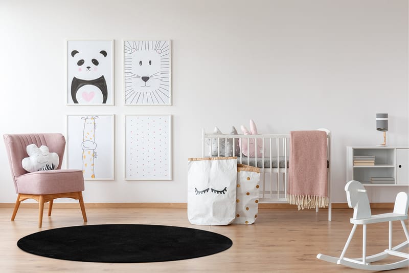 Softina Wiltonteppe Rundt 200 cm - Svart - Tekstiler - Tepper & Matter - Moderne tepper - Friezematter