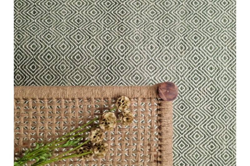 Gåsöga Ullteppe 140x200 cm Rektangulær - Grønn - Tekstiler - Tepper & Matter - Moderne tepper - Ullteppe