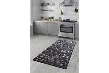 Hall Matte Cappuccino - Svart (80 x 300) - Svart / Fløyel - Tekstiler - Tepper & Matter - Moderne tepper - Gangmatter
