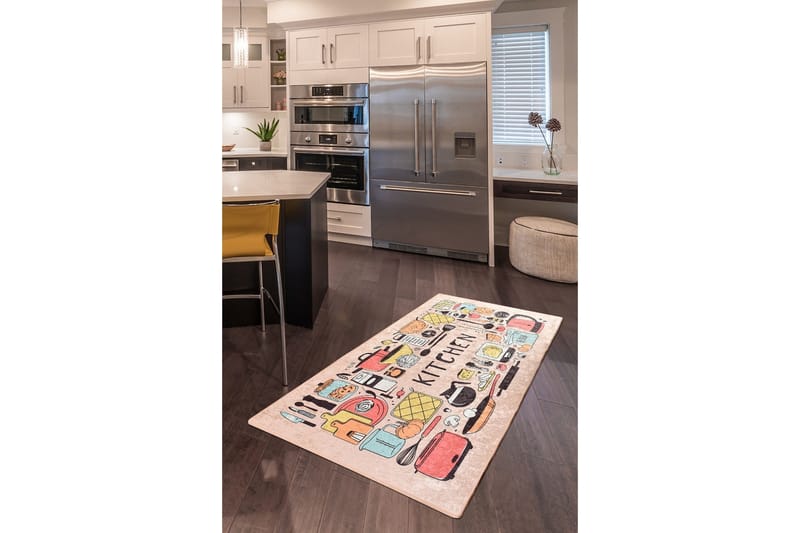 Hall Matte Happy Lunsj (100 x 300) - Flerfarget/Fløyel - Tekstiler - Tepper & Matter - Moderne tepper - Gangmatter