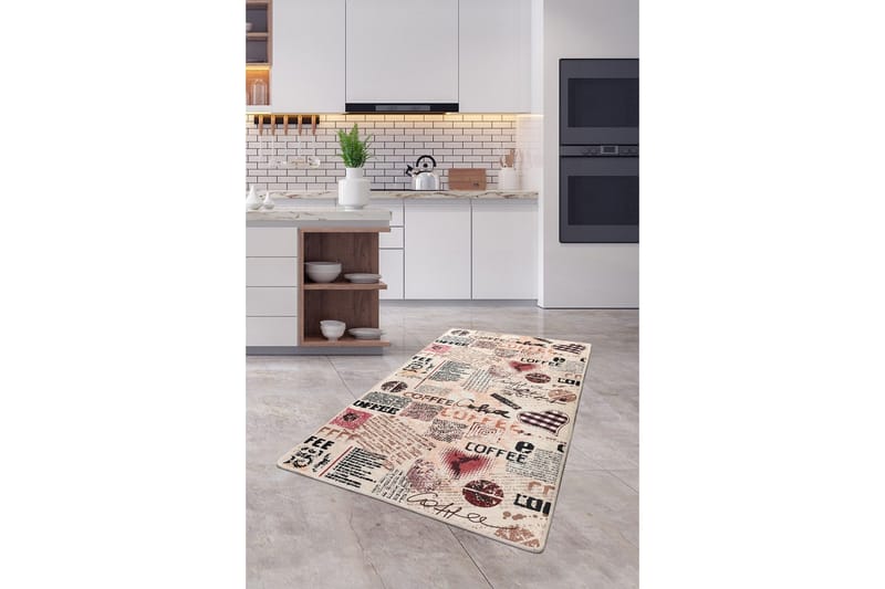 Hall Matte Kaffe (100 x 300) - Flerfarget/Fløyel - Tekstiler - Tepper & Matter - Moderne tepper - Gangmatter