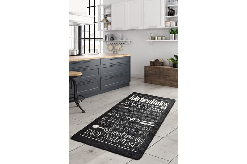 Hall Matte Kjøkken - Svart (100 x 300) - Tekstiler - Tepper & Matter - Moderne tepper - Gangmatter