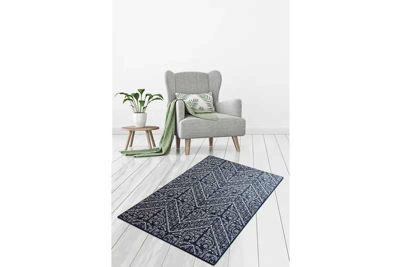 Hall Matte Maggie - Cobalt (80 x 300) - Flerfarget/Fløyel - Tekstiler - Tepper & Matter - Moderne tepper - Gangmatter