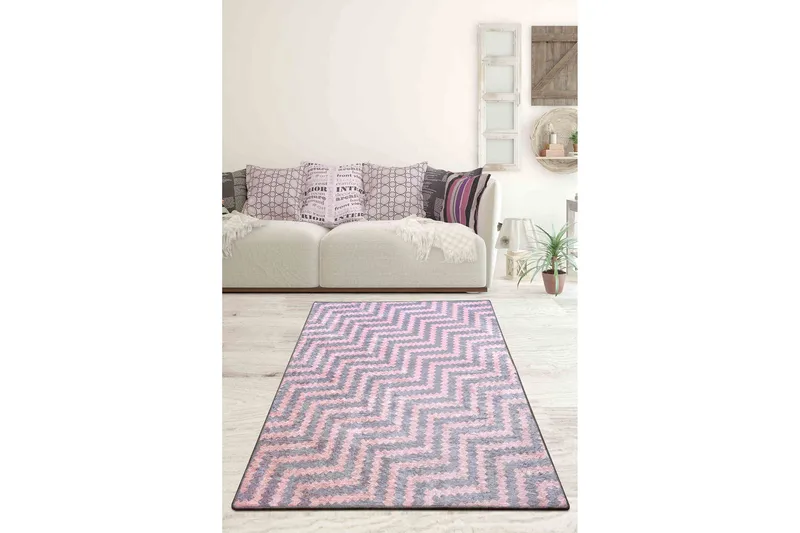 Hall Matte Milas DJT (100 x 300), Rosa/Grå/Fløyel