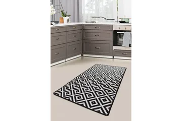 Hall Matte Svart Hvit (100 x 300) - Flerfarget/Fløyel - Tekstiler - Tepper & Matter - Moderne tepper - Gangmatter