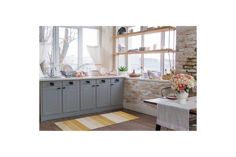 Garnteppe Båstad - 75x220 cm, Gul - Tekstiler - Tepper & Matter - Moderne tepper - Bomullstepper