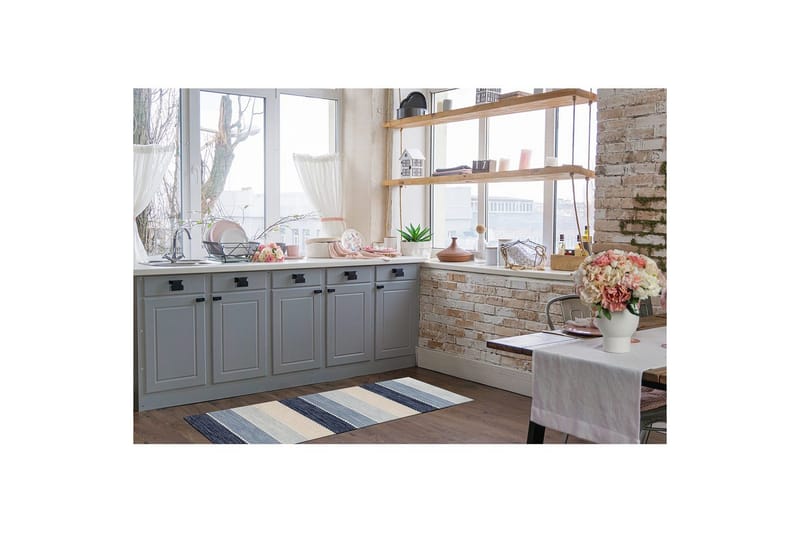 Garnteppe Båstad - 75x280 cm, Blå - Tekstiler - Tepper & Matter - Moderne tepper - Bomullstepper