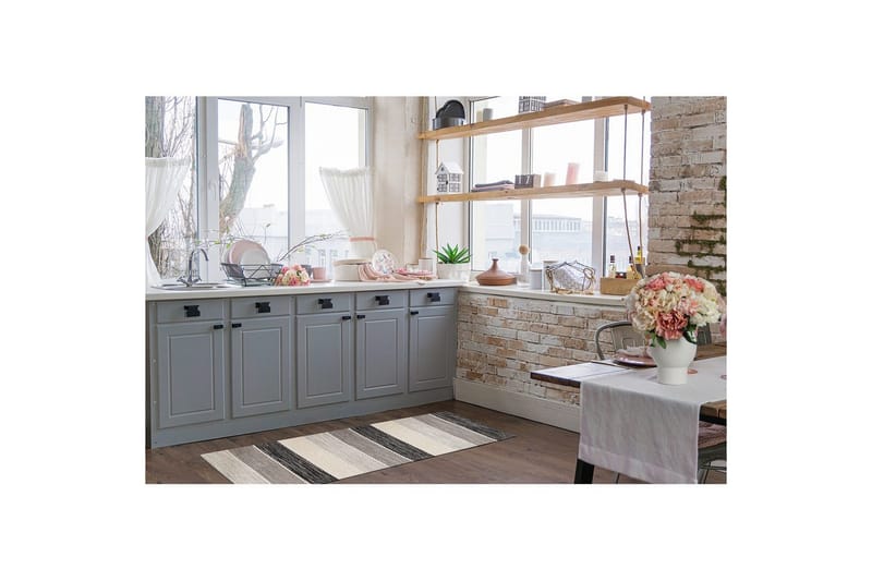 Garnteppe Båstad - 75x280 cm, Svart - Tekstiler - Tepper & Matter - Moderne tepper - Bomullstepper