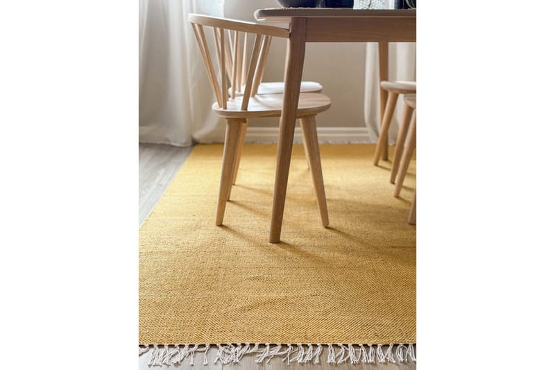 Garnteppe Line - 130x190 cm, Gul - Tekstiler - Tepper & Matter - Moderne tepper - Bomullstepper