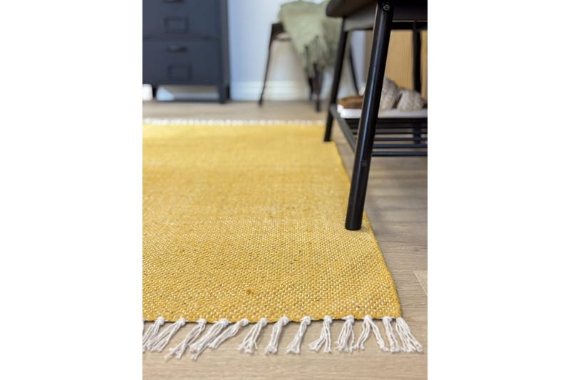 Garnteppe Line - 160x230 cm, Gul - Tekstiler - Tepper & Matter - Moderne tepper - Bomullstepper