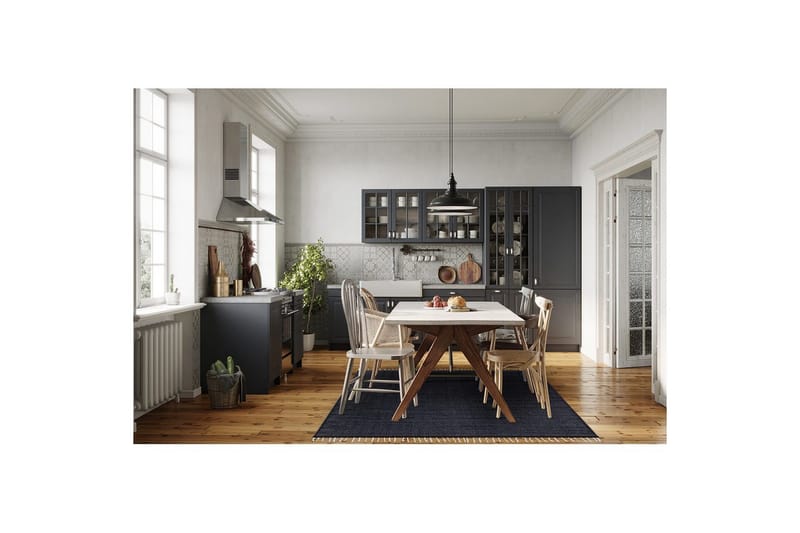 Garnteppe Line - 160x230 cm, Marineblå - Tekstiler - Tepper & Matter - Moderne tepper - Bomullstepper