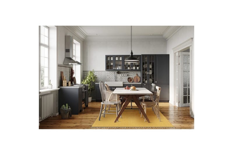 Garnteppe Line - 200x300 cm, Gul - Tekstiler - Tepper & Matter - Moderne tepper - Bomullstepper