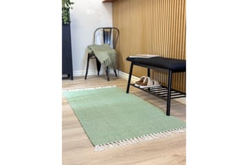Garnteppe Line - 75x220 cm, Grønn - Tekstiler - Tepper & Matter - Moderne tepper - Bomullstepper
