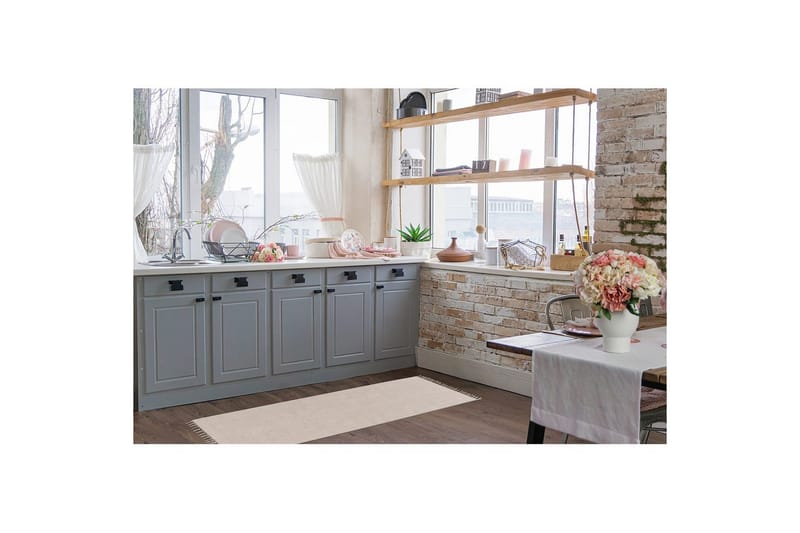 Garnteppe Line - 75x220 cm, Greige - Tekstiler - Tepper & Matter - Moderne tepper - Bomullstepper