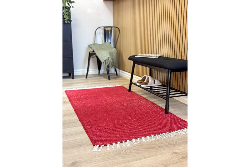 Garnteppe Line - 75x220 cm, Rød - Tekstiler - Tepper & Matter - Moderne tepper - Bomullstepper