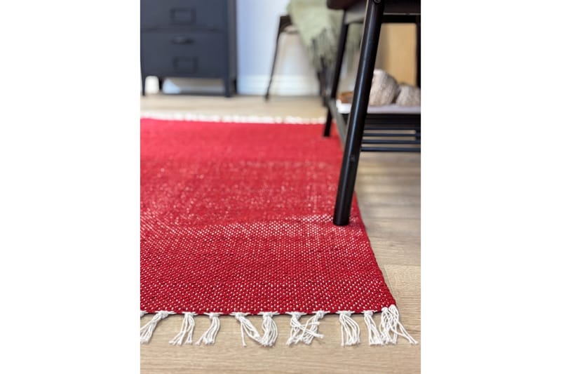 Garnteppe Line - 75x220 cm, Rød - Tekstiler - Tepper & Matter - Moderne tepper - Bomullstepper