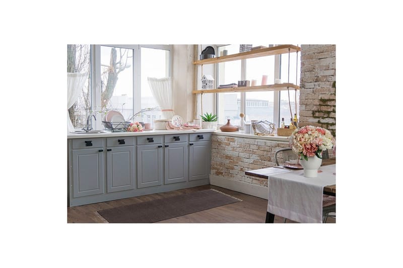 Garnteppe Line - 75x220 cm, Sjokolade - Tekstiler - Tepper & Matter - Moderne tepper - Bomullstepper