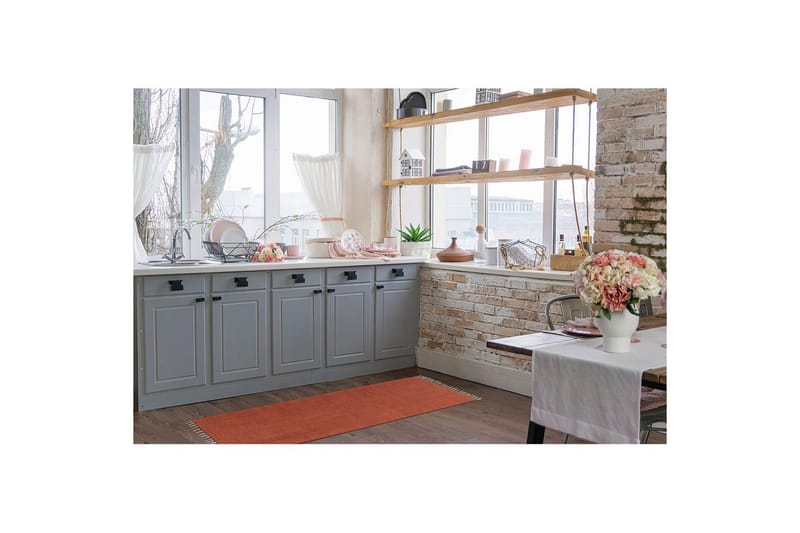 Garnteppe Line - 75x220 cm, Terrakotta - Tekstiler - Tepper & Matter - Moderne tepper - Bomullstepper