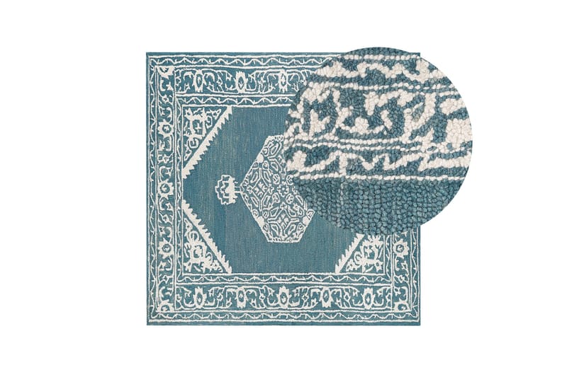 Gevas Ullteppe 200x200 cm Kvadratisk - Blå - Tekstiler - Tepper & Matter - Moderne tepper - Ullteppe
