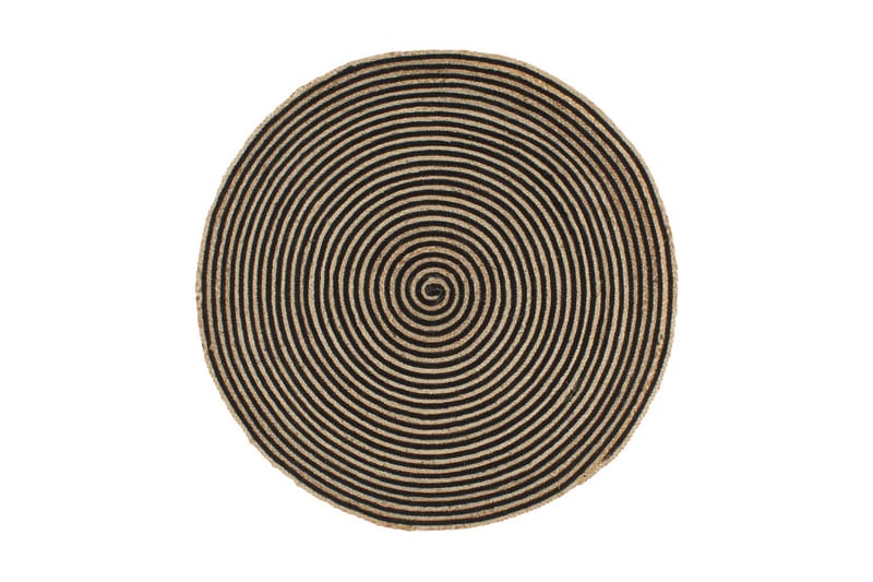 Håndlaget juteteppe med spiral-design svart 90 cm - Sisaltepper - Jutematter & hampematter