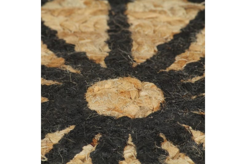 Håndlaget juteteppe med svart mønster 120 cm - Sisaltepper - Jutematter & hampematter