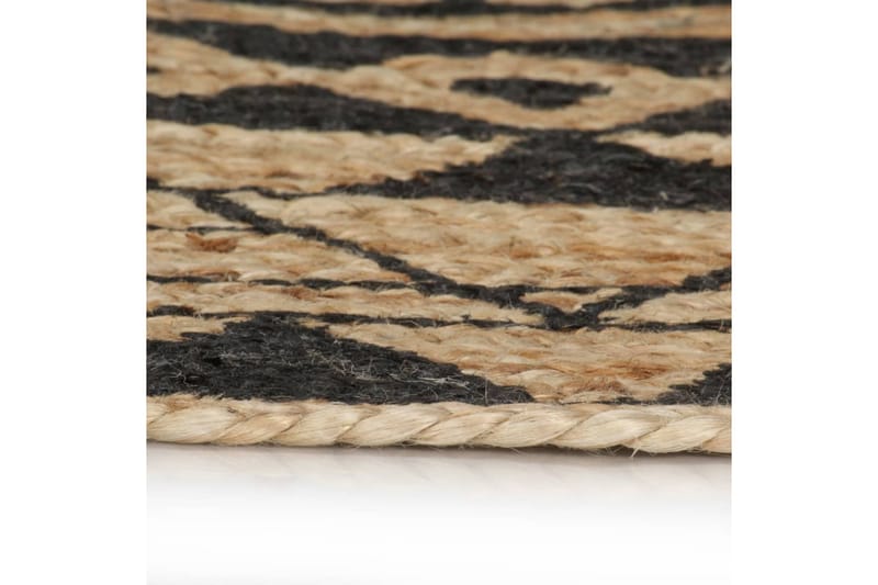 Håndlaget juteteppe med svart mønster 90 cm - Sisaltepper - Jutematter & hampematter