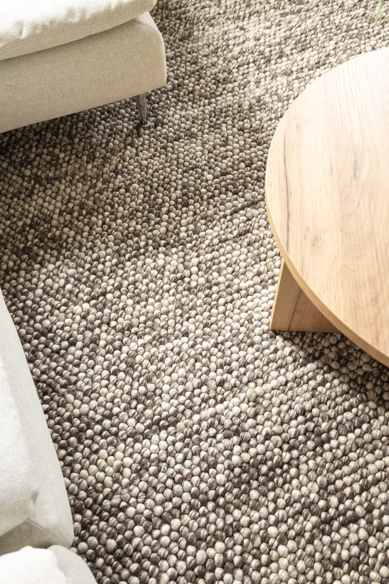 Håndvevd teppe KM Home Bubble kvadrat 200x200 cm Sjokolade Melange - Sjokolade Melange - Tekstiler - Tepper & Matter - Moderne tepper - Ullteppe
