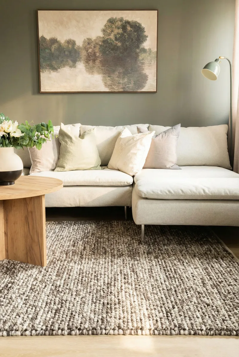 Håndvevd teppe KM Home Bubble kvadrat 200x200 cm Sjokolade Melange - Sjokolade Melange - Tekstiler - Tepper & Matter - Moderne tepper - Ullteppe