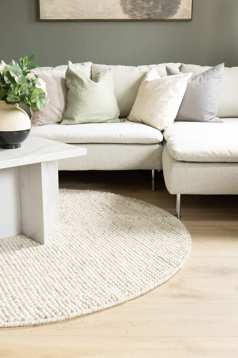 Håndvevd teppe KM Home Bubble rund 120x120 cm IvoryMelange - IvoryMelange - Tekstiler - Tepper & Matter - Moderne tepper - Ullteppe