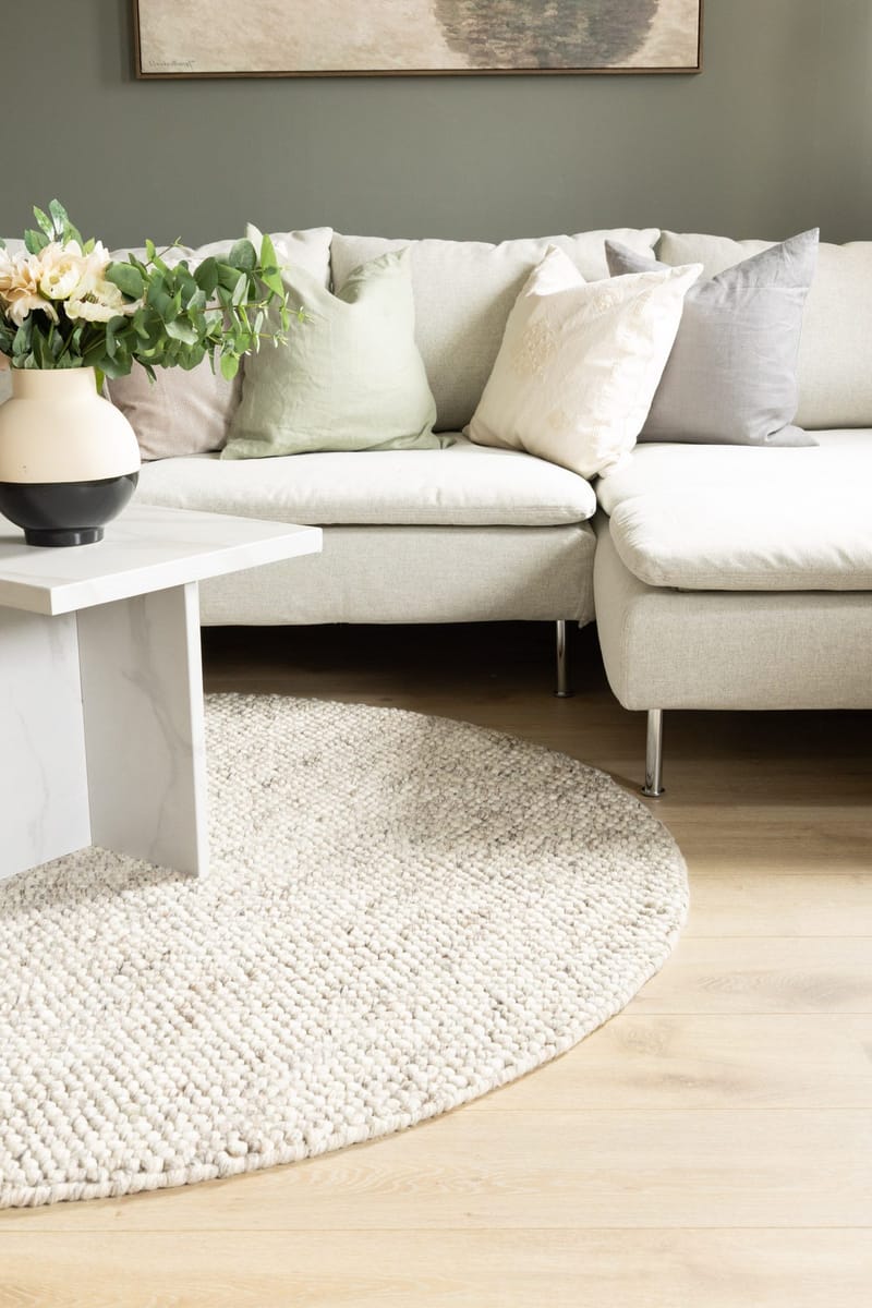 Håndvevd teppe KM Home Bubble rund 120x120 cm Lin - Lin - Tekstiler - Tepper & Matter - Moderne tepper - Ullteppe