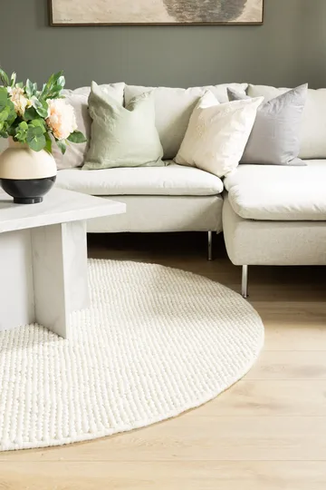 Håndvevd teppe KM Home Bubble rund 240x240 cm Creme - Creme - Tekstiler - Tepper & Matter - Moderne tepper - Ullteppe