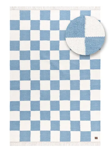 Håndvevd teppe Nordic Check 160x230 cm - Dueblå - Tekstiler - Tepper & Matter - Moderne tepper - Ullteppe