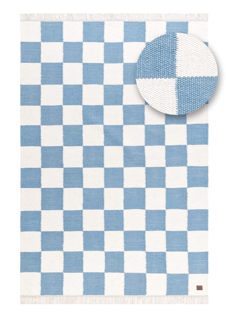 Håndvevd teppe Nordic Check 160x230 cm - Dueblå - Tekstiler - Tepper & Matter - Moderne tepper - Ullteppe