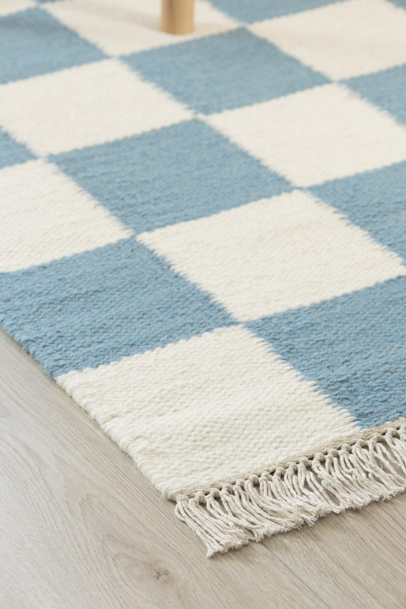 Håndvevd teppe Nordic Check 160x230 cm - Dueblå - Tekstiler - Tepper & Matter - Moderne tepper - Ullteppe