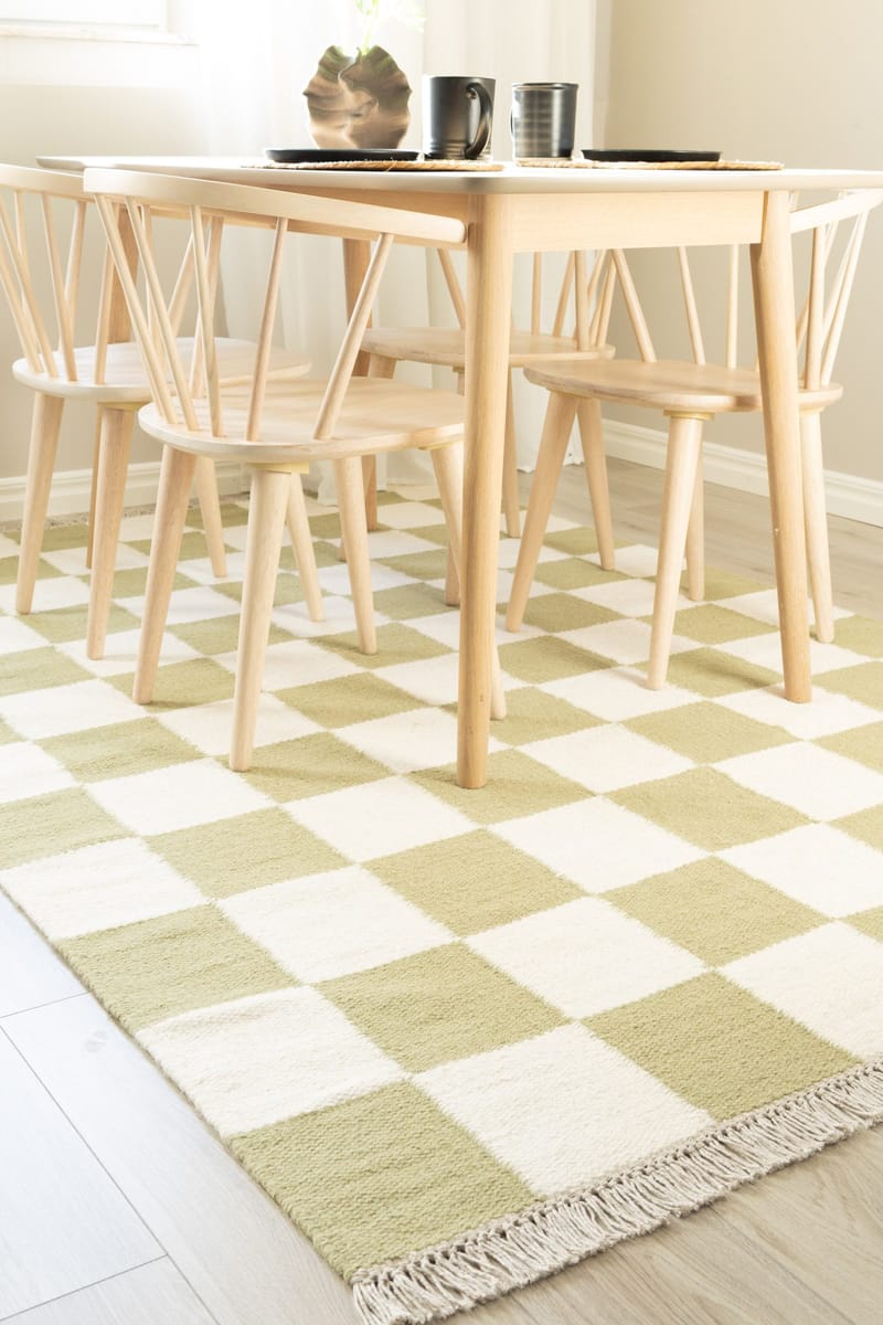 Håndvevd teppe Nordic Check 160x230 cm - Grønn - Tekstiler - Tepper & Matter - Moderne tepper - Ullteppe