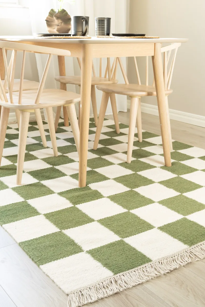 Håndvevd teppe Nordic Check 160x230 cm - Smaragdgrønn - Tekstiler - Tepper & Matter - Moderne tepper - Ullteppe