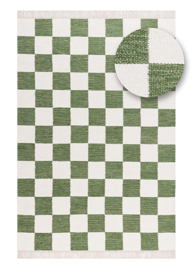 Håndvevd teppe Nordic Check 160x230 cm - Smaragdgrønn - Tekstiler - Tepper & Matter - Moderne tepper - Ullteppe