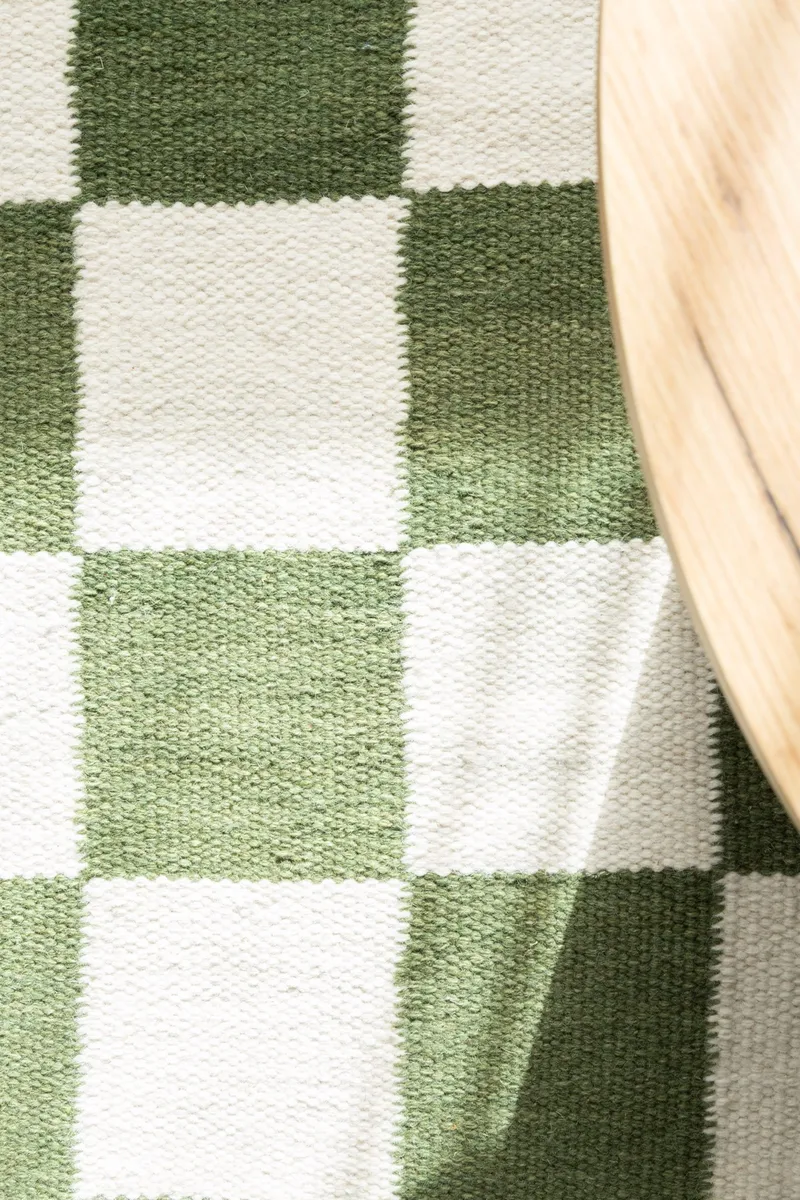 Håndvevd teppe Nordic Check 160x230 cm - Smaragdgrønn - Tekstiler - Tepper & Matter - Moderne tepper - Ullteppe