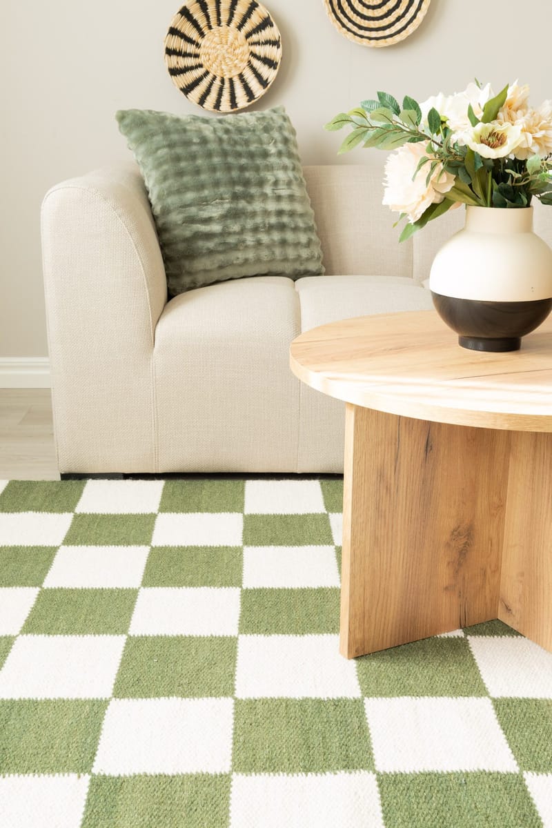 Håndvevd teppe Nordic Check 160x230 cm - Smaragdgrønn - Tekstiler - Tepper & Matter - Moderne tepper - Ullteppe