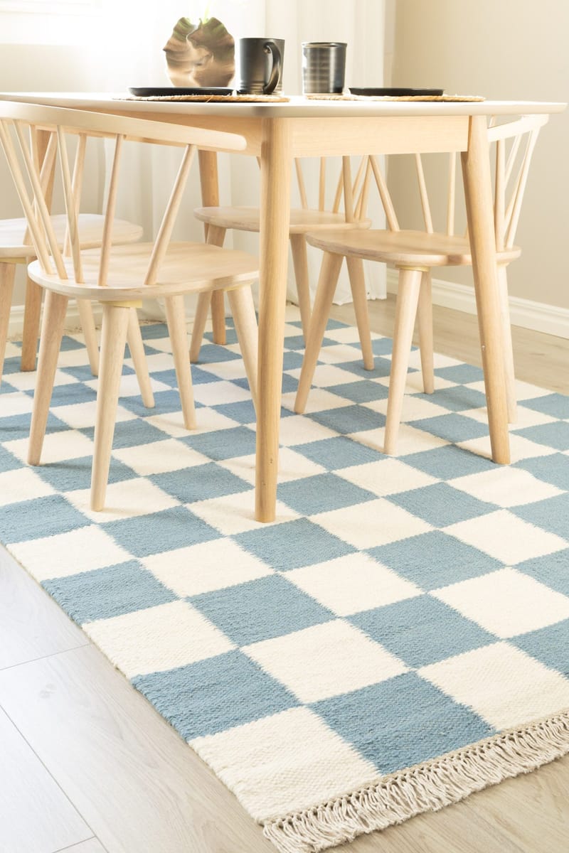 Håndvevd teppe Nordic Check 200x300 cm - Dueblå - Tekstiler - Tepper & Matter - Moderne tepper - Ullteppe