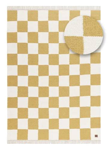 Håndvevd teppe Nordic Check 200x300 cm - Løvegul - Tekstiler - Tepper & Matter - Moderne tepper - Ullteppe