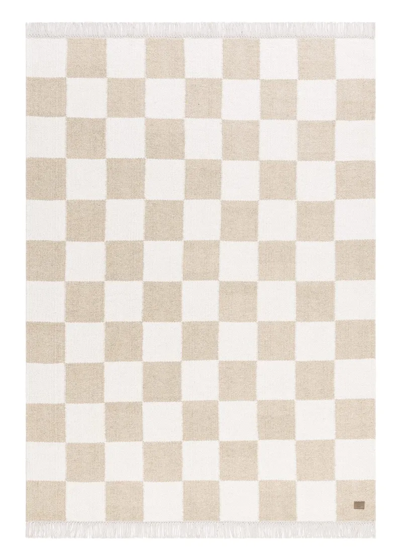 Håndvevd teppe Nordic Check 240x340 cm, Lin