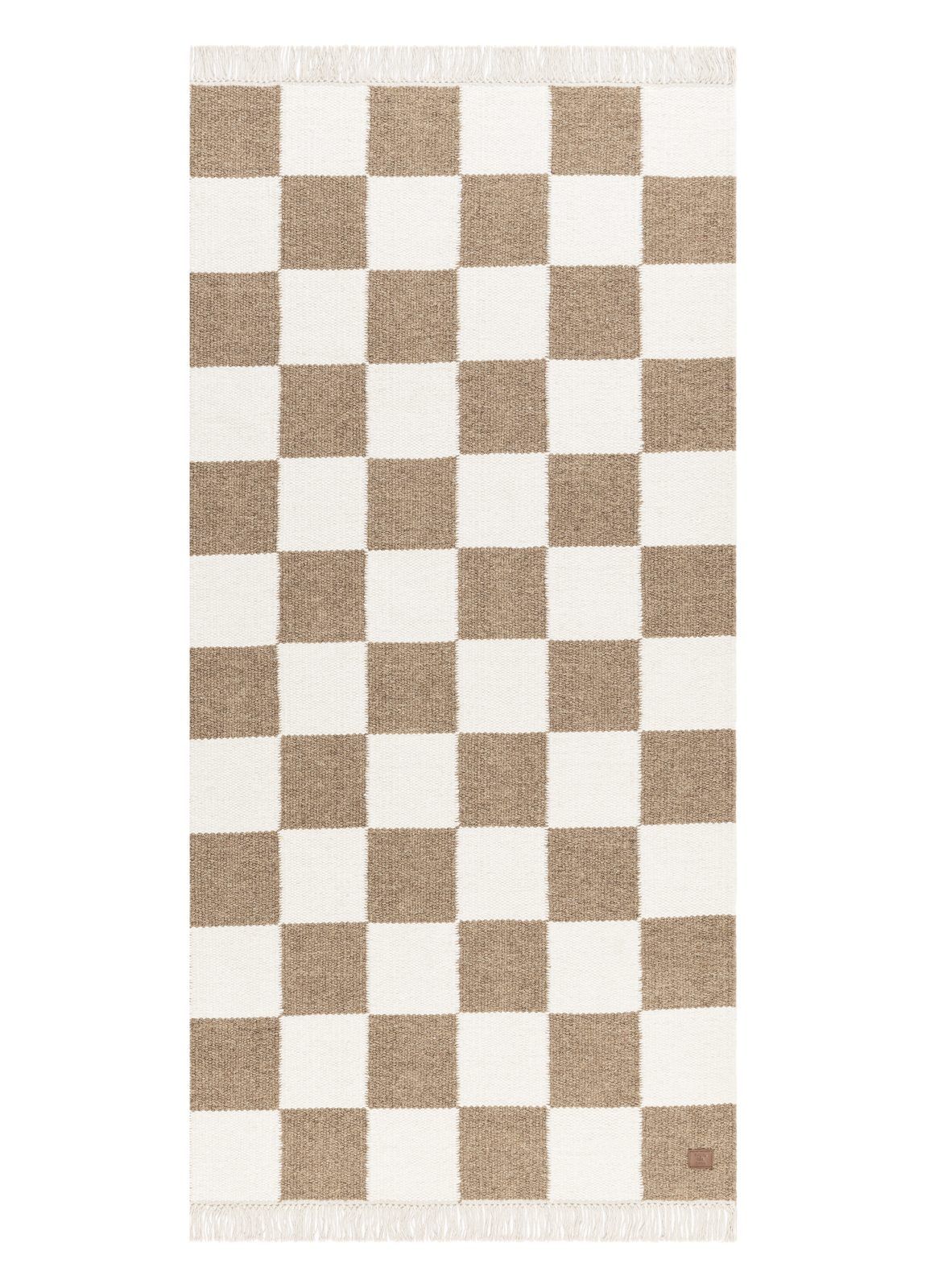 Håndvevd teppe Nordic Check 75x200 cm - Sjokolade